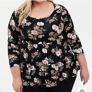 Torrid Black Floral Top